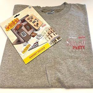 T-shirt and stickers from Seinfield.